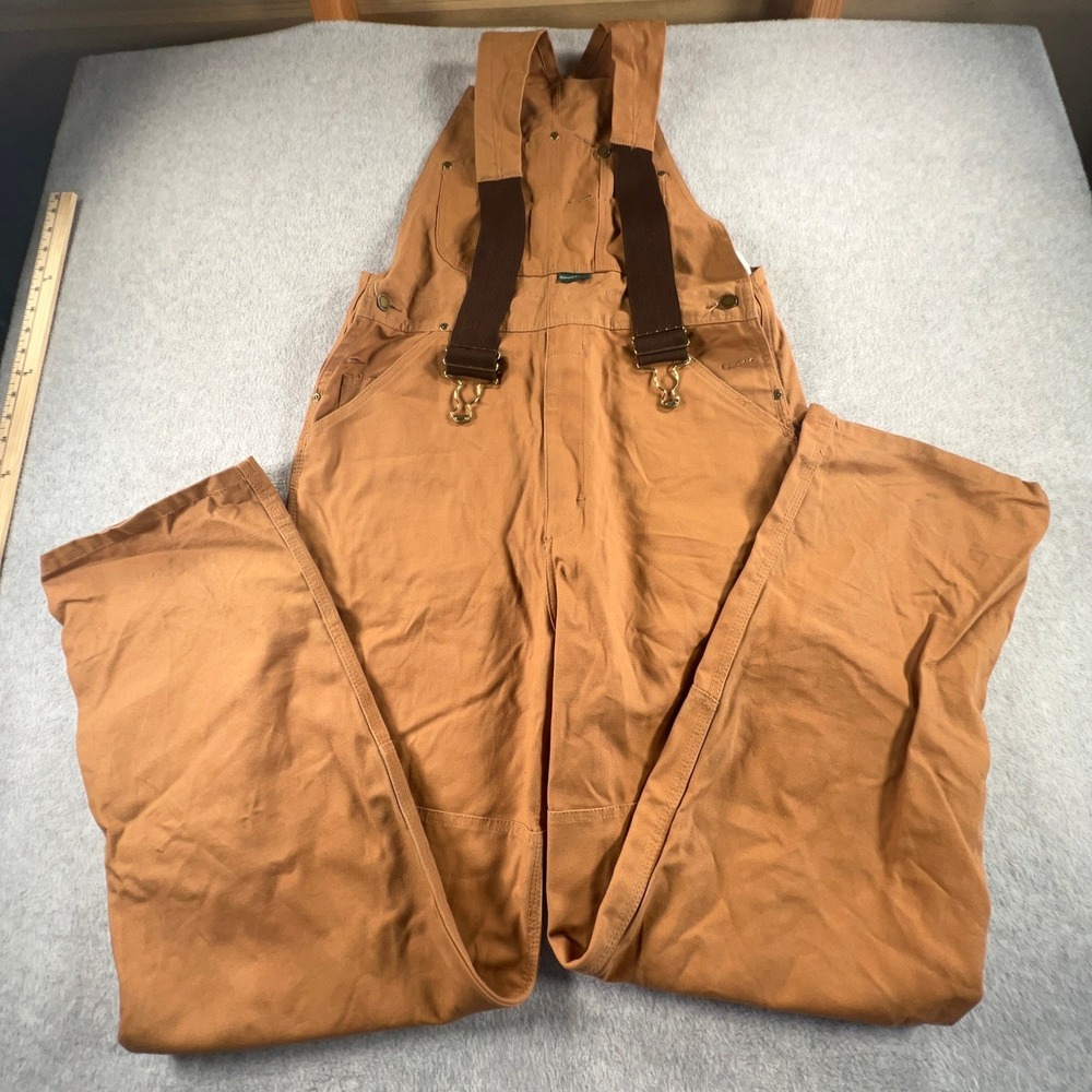 WearGuard Mens Brown Duck Canvas Bib Overalls Workwear Carpenter Pants Vintage